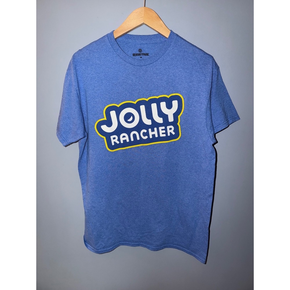 Hersheypark Jolly Rancher Graphic T-Shirt Mens Medium‎ Heather Blue Candy Logo